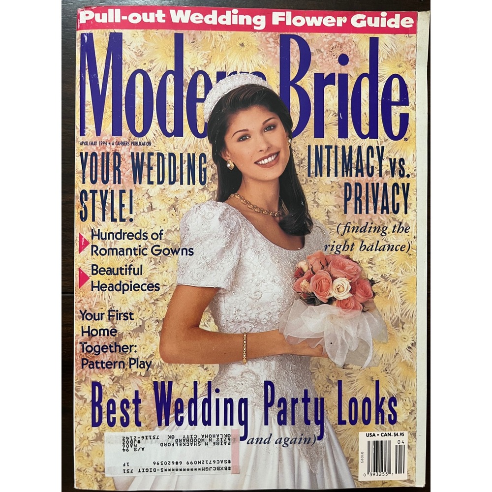 Vintage 90s MODERN BRIDE Magazine April/May 1994 Wedding Style Gowns Headpieces